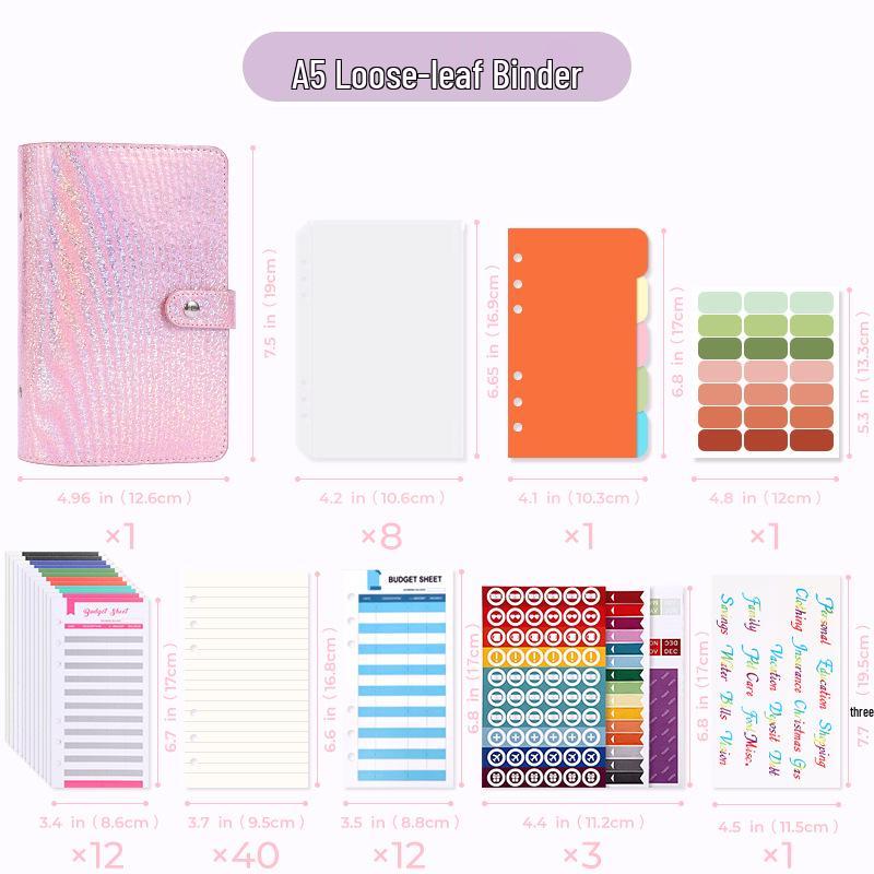 A6 Crystal Ring Binder Cash Budget Book and Daily Financial Planner.