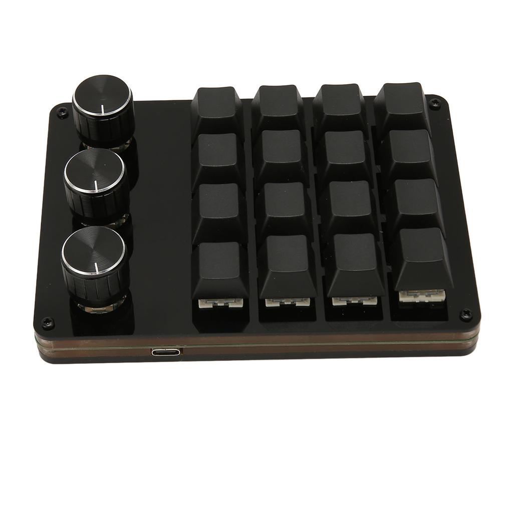 Programmable Keypad 16 Keys 3 Knobs Blue Switch Mechanical Hot Swappable Mini Keypad for Gaming Office Media