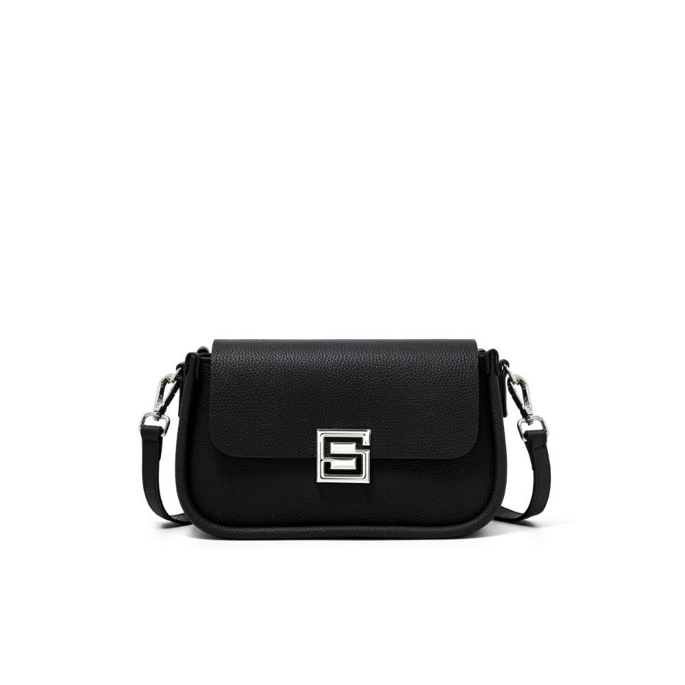 

Модная универсальная маленькая квадратная сумка, женская сумка из натуральной кожи, новая сумка-мессенджер из коровьей кожи через плечо чёрный