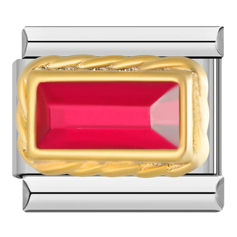 2023 Mode Herz Elliptische Rechteck CZ Charme Italienische Links Fit 9mm Armband Edelstahl Herstellung Von Schmuck DJ692