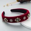 Lux Velvet Sponge Padded Rhinestone Flower Hairbands Headbands Ornament Accessories For Women Hair Accessories