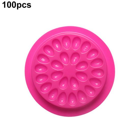 100Pcs Eyelash Glue Holder Abundant Quantity Rich Colors Multiple Grooves Disposable PVC Eyelash Extension Glue Holder Pallet Pad Makeup Tool