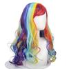 Fashion Rainbow Color Wave Long Curly Hair Fiber Synthetic Wig Anime Party Holiday Cosplay