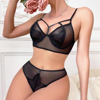 Sexy Spitze Mesh Dessous Set mit Bügel - Elegante und Verführerische Pyjamas