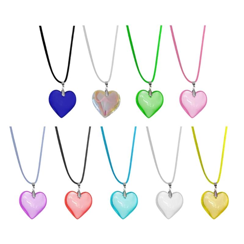 Large Heart Necklace Crystal Heart Pendant Clavicle Chain Romantics Heart Choker Anniversaries Gift for Women Girl Teen