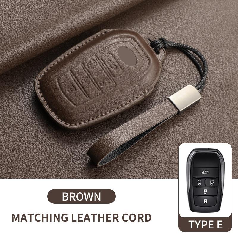 

Leather Car Smart Key Fob Cover Case For Toyota Previa Alphard Vellfire Sienna Granvia Key Protection Shell Keychain Accessories