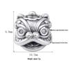 Sterling Silver S999 3D Lion Dance Spacer Beads for DIY Chinese Style Bracelets