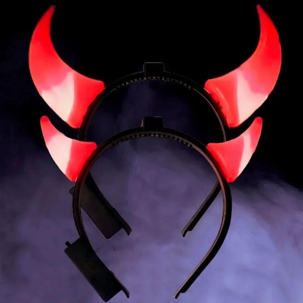 Bull Horns LED Headband Small/Medium Red Glowing Headband Durable Horn Headband  for Women Men