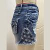 GMXIA Women's Ripped Denim Shorts Stretch Slim Peplum Jeans Embroidered Denim Shorts