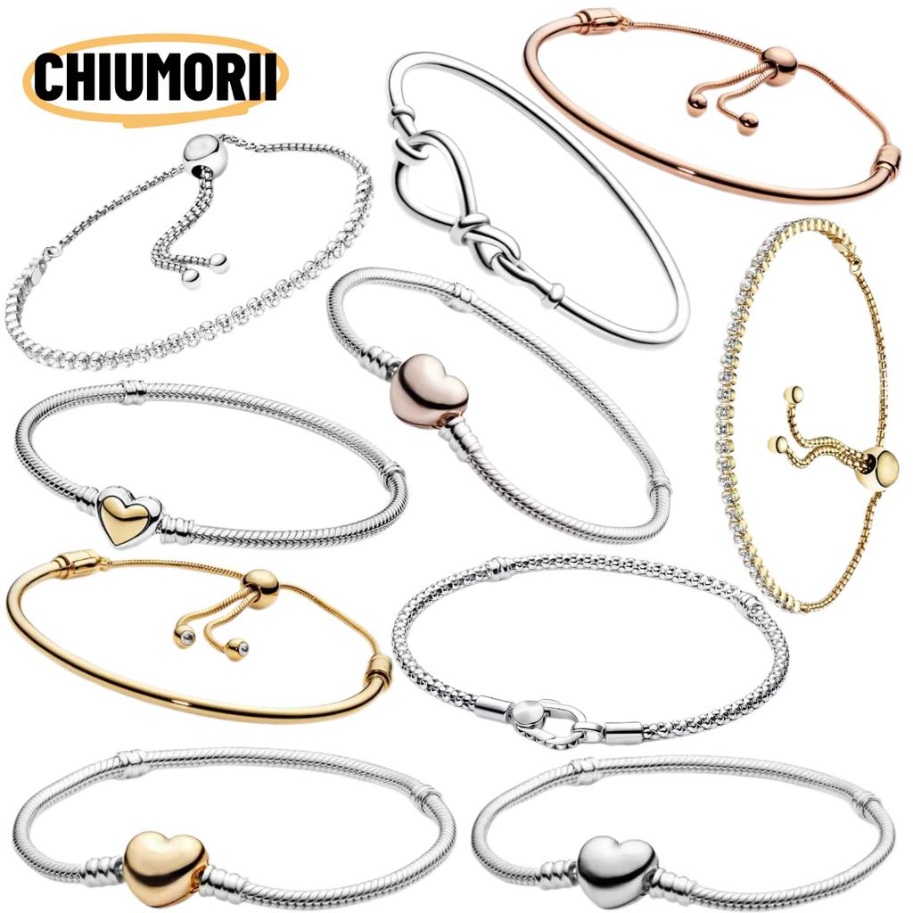 Adjustable Round Bead Bracelet S925 Pure Silver Heart Snake Bone Bracelet Charm DIY Accessories For Women's Gifts