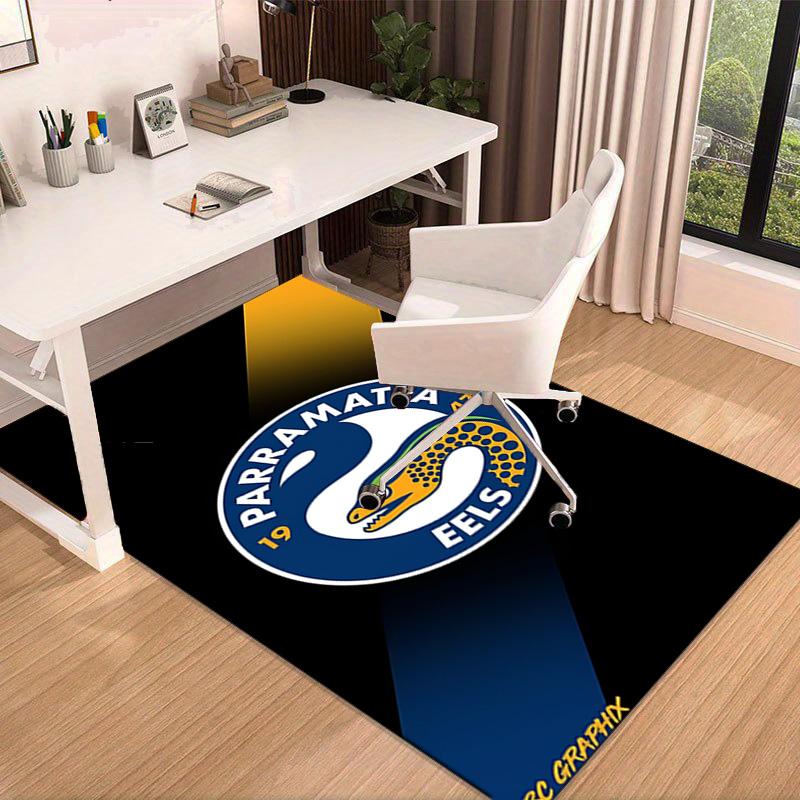 Parramatta Eels Team Crest Area Rug Office rug, Chair Rug, Decor Carpet Livingroom bedroom Mat, Large Size Fan gifts Christmas gifts