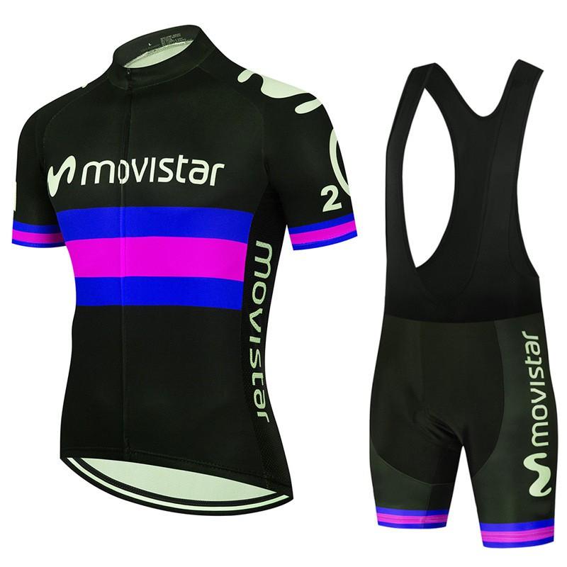 Herren Fahrradtrikot Trägerhosen Set 2026 Movistar Team Atmungsaktives Fahrset Rennrad
