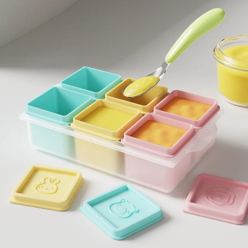 Dishwasher Safe Baby Food Storage Container 6 Grids Silicone Snacks Organizers Freezer To Microwave Snacks Box With Lid