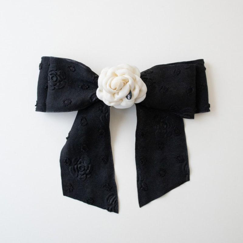 MERRYMOTIVE Black and White Flower Bow Hair Pin