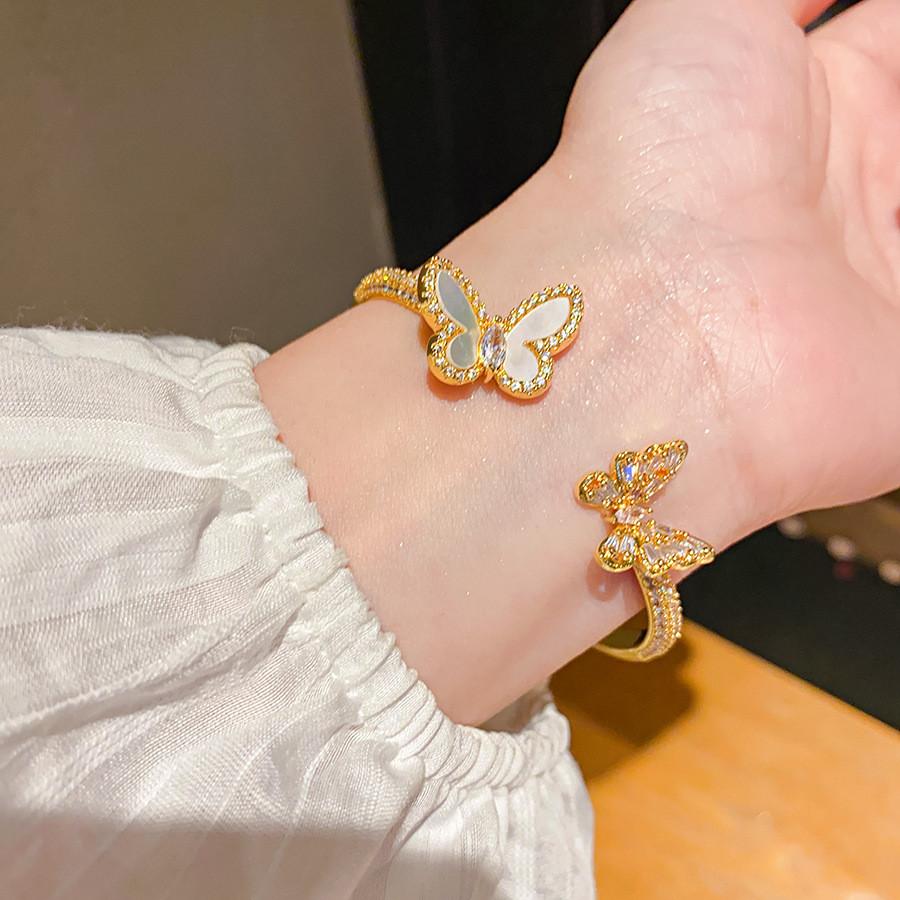 Butterfly Jewelry Open Cuff Bracelet With Electroplated Copper For Fashion Women