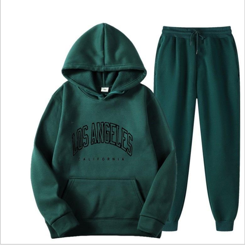 Europäische und amerikanische Herrenmode Frühling und Herbst Kapuzenpullover einfarbig Pullover-Anzug Herren Sport- und Freizeitanzug Herren-Kapuzenpullover