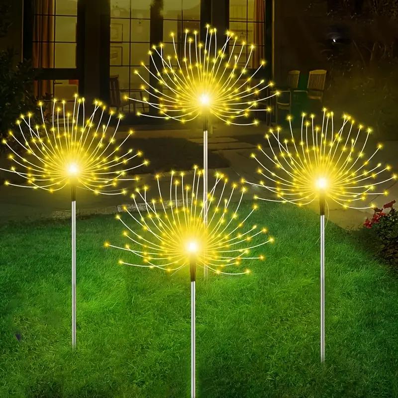 Solar Garden Lights 200LED Waterproof Outdoor Lighting with Installation Hardware Firework Lights for Pathway Lawn Christmas