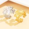 Elegant Stainless Steel Open Flower Ring - Old Money Style, Heavy Feel, Blooming Large Flower Design.