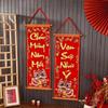 1 pár Vietnamský Nový rok 2026 Tradiční Tet Dekor Nástěnná závěsná Červené dvojverší Banner Červené dvojverší Závěsné cedule