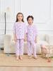 Children's Cotton Silk Pajama Set - Medium Sleeve, Long Pants, Cartoon Print, Thin, for Boys, Girls, and Babies.