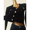 2024 New Arrival French Classic Style Black Knitting Cardigan Outwear Elegant Slim-Fit Crop-Top Women
