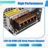 A84E-24V 3A Transformer Switch Power Supply 60W LED Strip Switch Driver For CCTV Industrial Control Power Supply Adapter