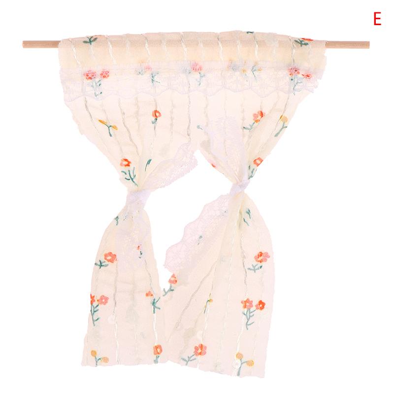 1Pc 1:12 Dollhouse Miniature Daisy Flower Curtain Lace Curtain House Furniture Model Decor Toy Doll House Accessories