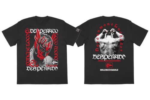 New Japan Pro-Wrestling El Desperado x ROLLING CRADLE RED MASK T-Shirt, Size M, 6012102639