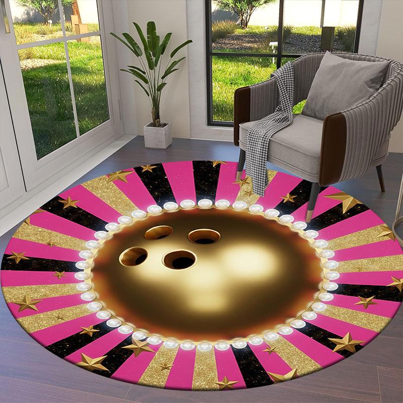 Metalball Round Area Rug,Carpet Rug for Living Room Bedroom Sofa Playroom Decor,Non-slip Floor Mat
