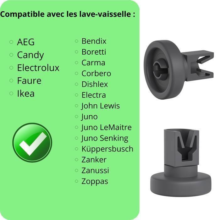 Dishwasher Wheels - Universal - Pack of 8 - Compatible with AEG Candy Electrolux Faure Ikea - 25mm