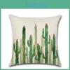 Premium Quality Cotton Linen Square Pillow Cover Featuring Tropical Cactus Design