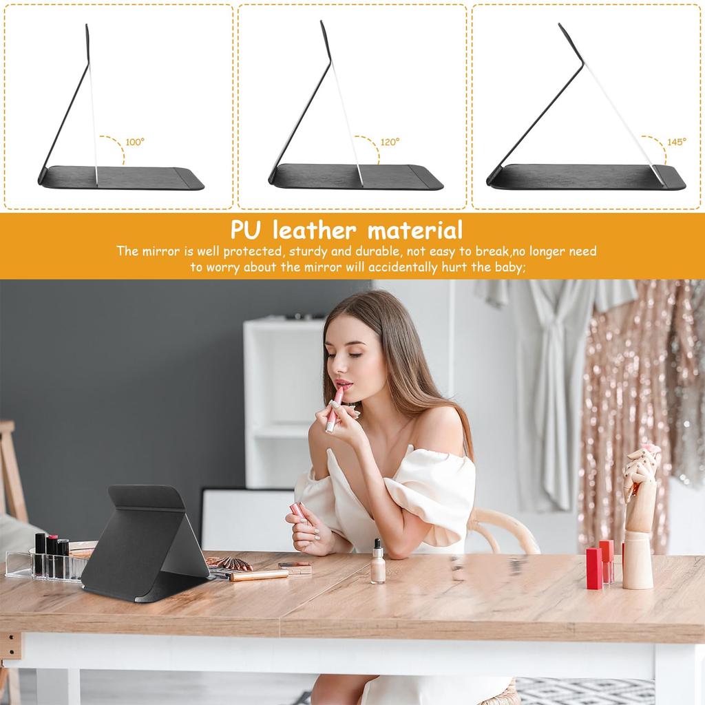 Folding Makeup Mirror High-quality Portable Desktop Makeup Mirror Single-side Creative Women Solid Color Standing Makeup Mirror