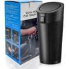Car Trash Can Bin with Lid, Cup Holder Garbage Container Leakproof Vehicle Door Trash Bin, Mini Portable Dustbin Multipurpose Organizer for Auto Side