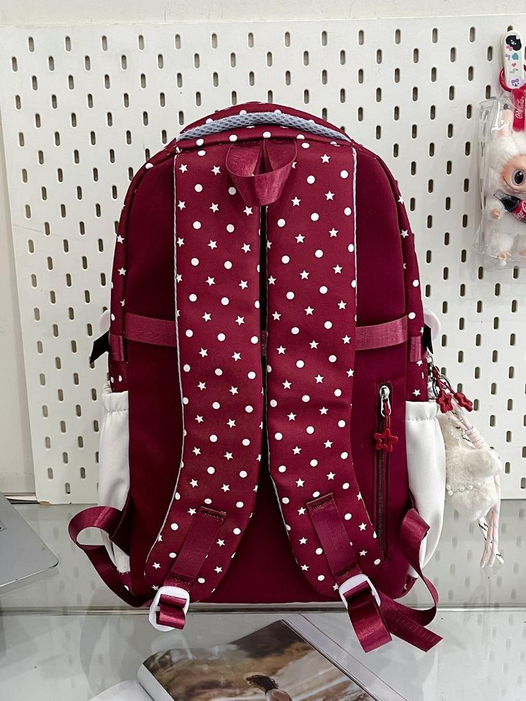 Cute Starry Pattern Girls Backpack With Nylon For School And Teens