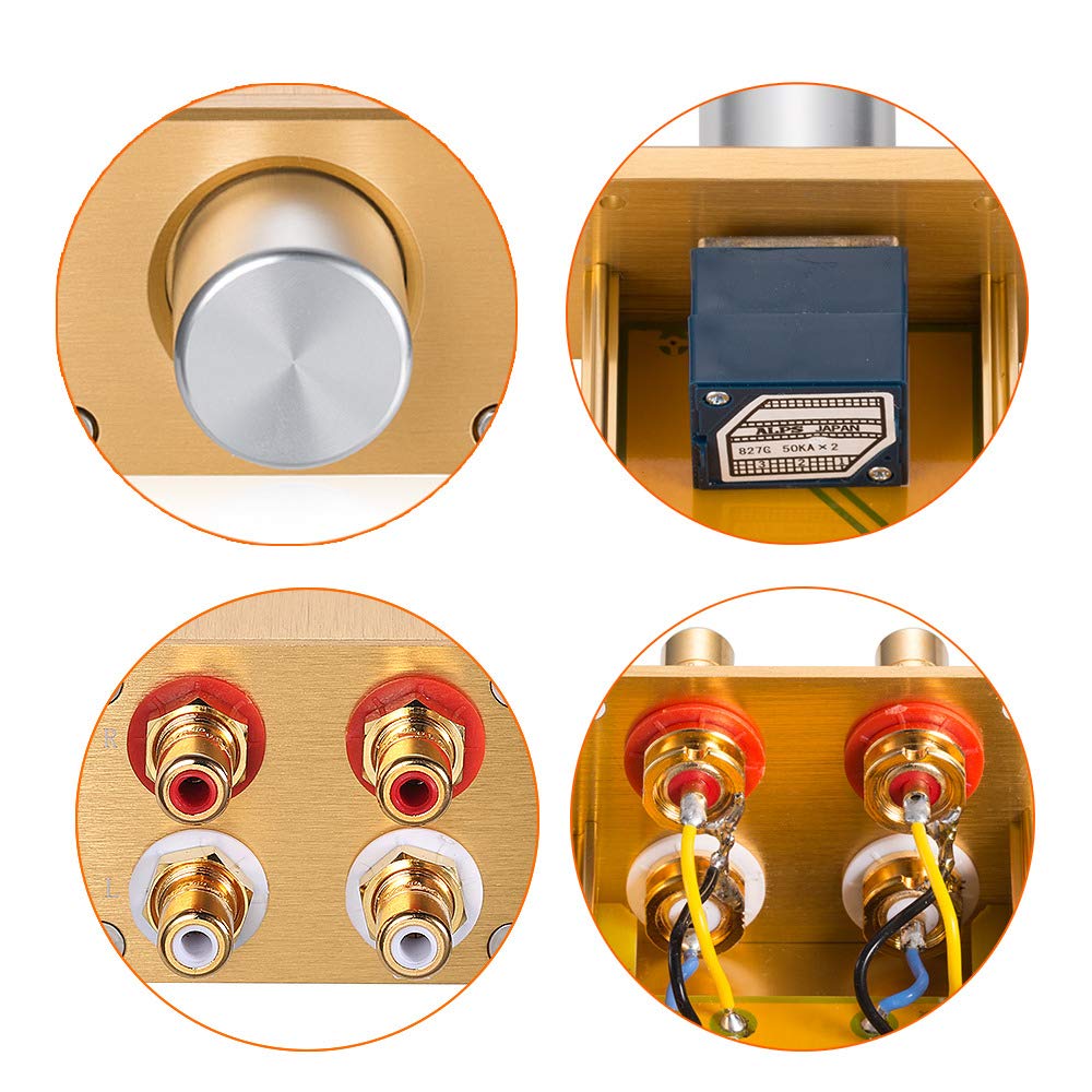 Douk Audio High-Precision Passive Preamp with Volume Controller and HiFi Preamp (HiFi Version, Gold)