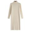 2025 Autumn/Winter Plus Size Over-the-Knee Knit Dress - Solid Color, Versatile Style