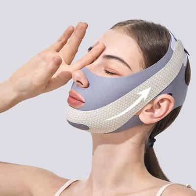 Verstellbarer Gesichtsschlankheitsgürtel für Männer Atmungsaktiver Anti-Schnarch-Kinnriemen Verstellbarer Doppelkinnreduzierer Tiefschlaf-Förderer