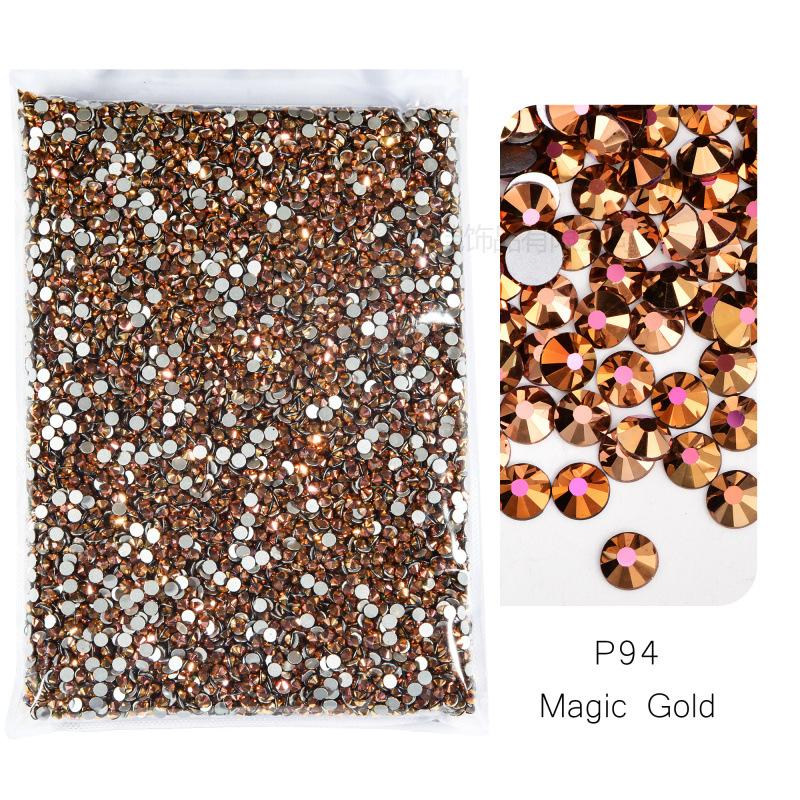 P72-180 Glass Nail Art Large Bag Flat Bottom Diamond, Silver Plated Diy Diamond Jewelry Accessories Mobile Phone Case Rhinestone Accessories