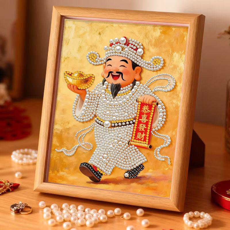 Year of The Horse Pearl Painting DIY God of Wealth Self-adhesive Handmade Sunflower Diamond Painting Wedding Decoration Painting for Friends