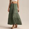 Women's Cotton Skirt High Waist Elastic Lace-up Large Swing Skirt Loose Stitching Long Skirt