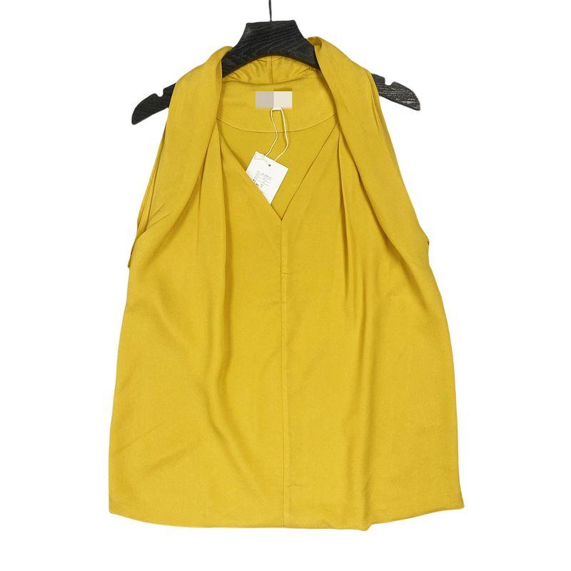 

B7066 Summer New Arrival Women s Clothing Loose Casual V-neck Sleeveless Shirt Stylish Niche Style Pure Color Elegant Tops Yellow L