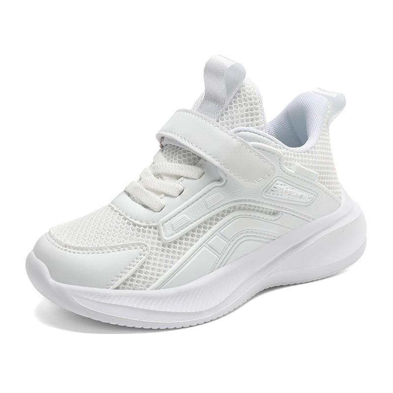 Boys Running Shoes Lightweight Breathable Mesh Upper With Hook Loop Closure Non-Slip Sole School Outdoor Activities
