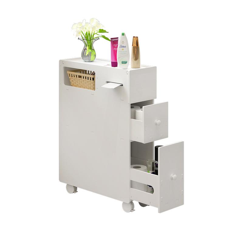 Simple And Stylish Waterproof Toilet Side Narrow Cabinet Mobile Gap Bathroom Organizer Rack Storage Unit Shelf