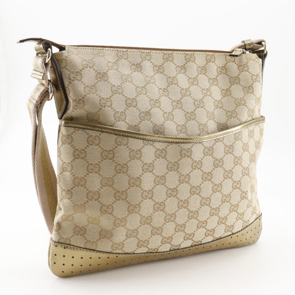 Gucci Shoulder Bag 145857 Beige GG Canvas Women Used