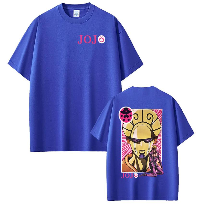 Anime JoJo Bizarre Adventure Giorno Giovanna T Shirts Mens Cotton Tee Shirt Fashion Hip Hop Short Sleeve Tshirts Streetwear