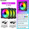 TEUCER Prism-2 1PCS/3PCS ARGB Case Fan, 120mm PWM 800-1600RPM 5V 3Pin RGB Gaming PC Cooling Fan