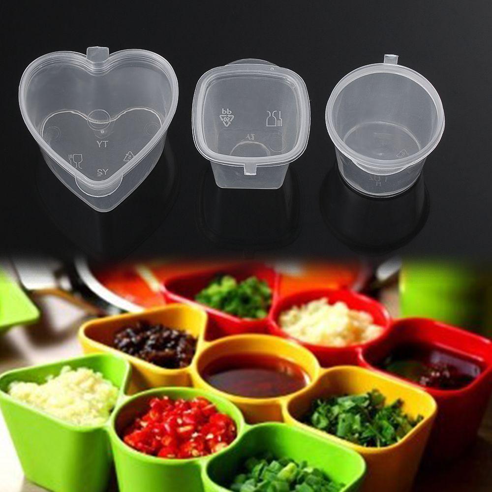 25Pcs 25ml/27ml/45ml Disposable Plastic Takeaway Sauce Cup Containers Food Box with Hinged Lids Small Pigment Paint Box Palette