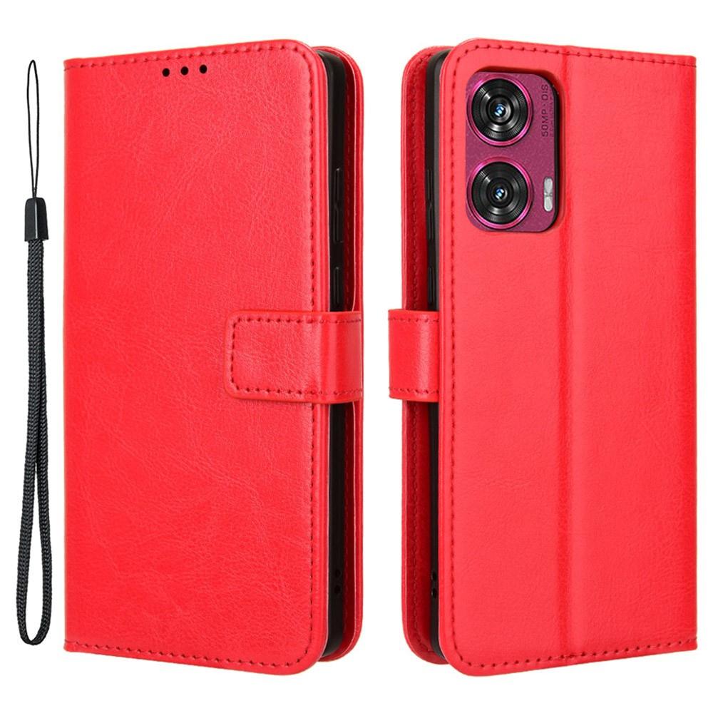 Motorola Edge 50 Fusion 5G Flip Case, Crazy Horse Wallet, Red