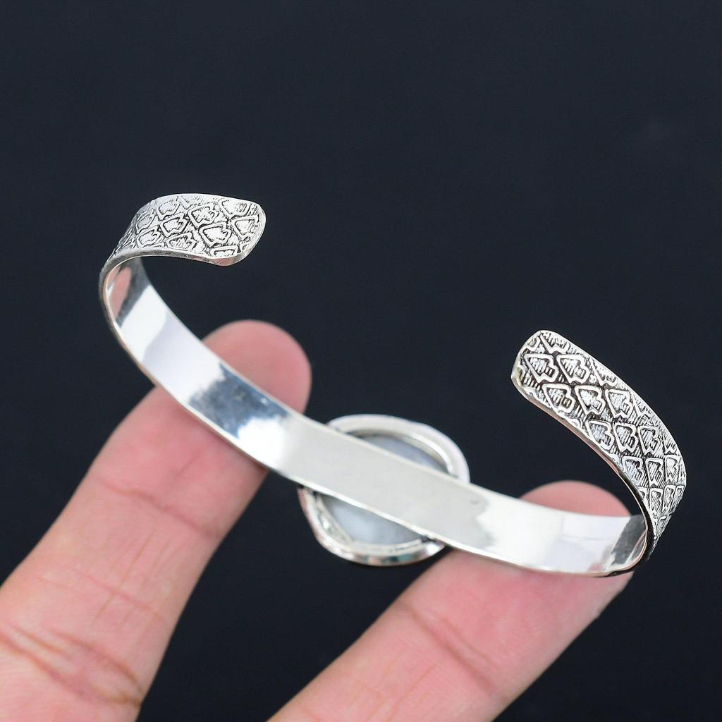 Friendship Day Deal Natural Rainbow Moonstone Bangle Jewelry 925 Sterling Silver
