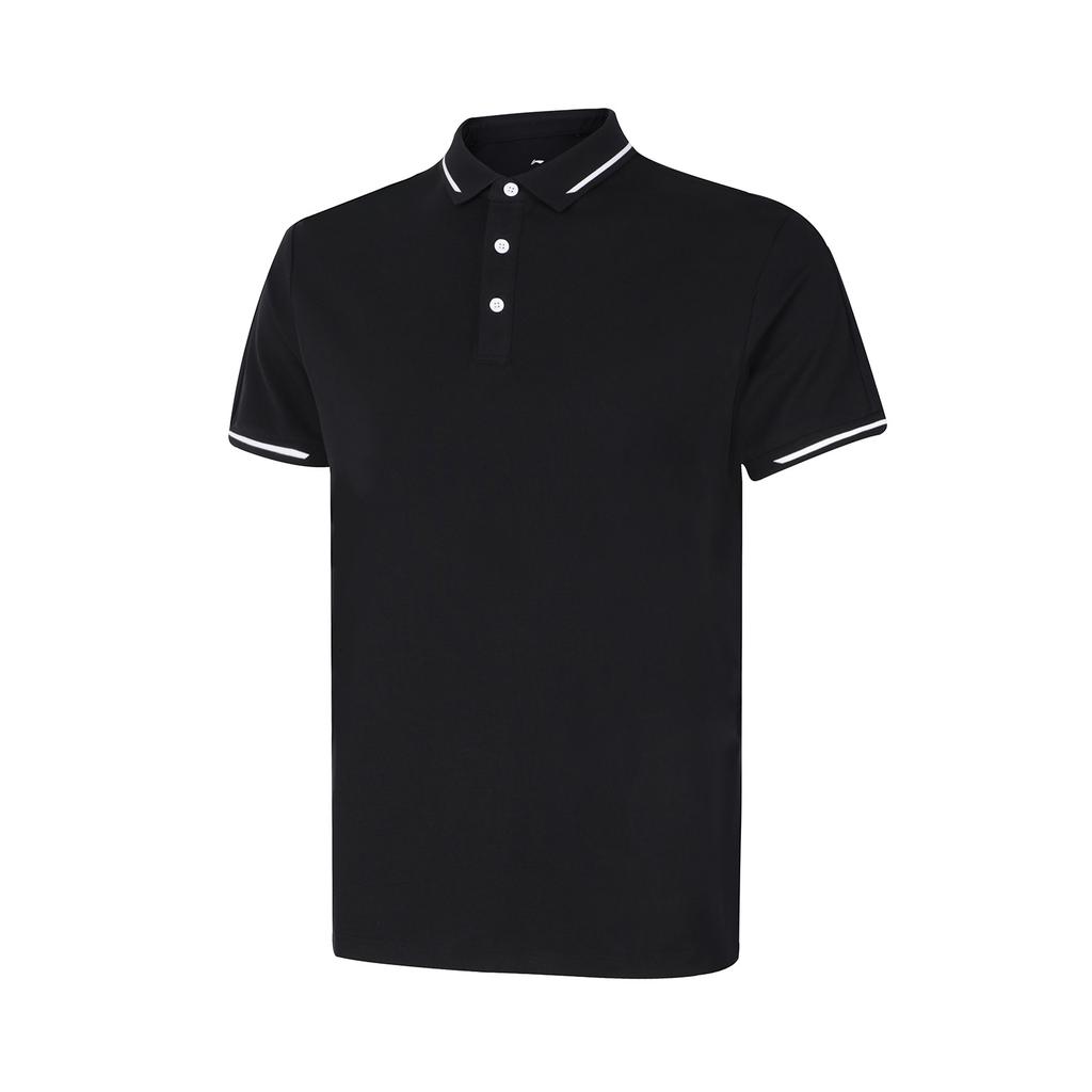 Li-Ning Solid Color Moisture Wicking Quick Dry Breathable Short Sleeve Polo Shirt Men tops Black APLU201-6